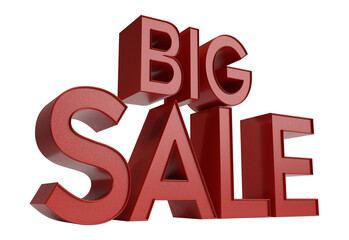 BIG SALE, Isolated 3D Alphabet Illustration on White Background.
