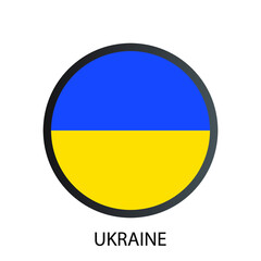 Flat round flag of Ukraine icon. Simple isolated button. Eps10 vector illustration.