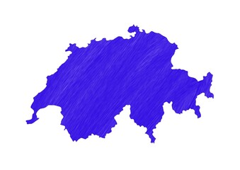 map of switzerland, blue coloured