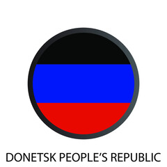 Flat round flag of Donetsk people's republic icon. Simple isolated button. Eps10 vector illustration.
