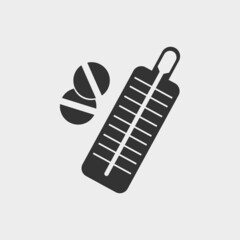 Medicine and thermometer vector icon illustration sign