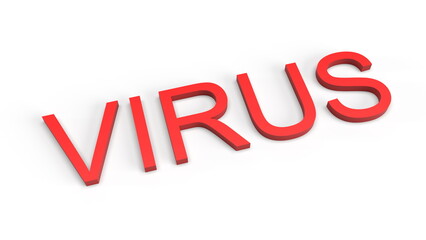 3d rendering illustration of virus word lettering