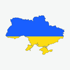 Map of Ukraine and flag region outline silhouette vector illustration
