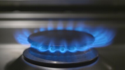 methane gas fire kitchen close up 