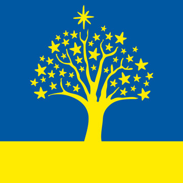 Ukraine Lebensbaum mit Sternen f&uuml;r Hoffnung, Liebe und Leben