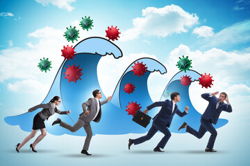 Concept of covid wave in coronavirus pandemic