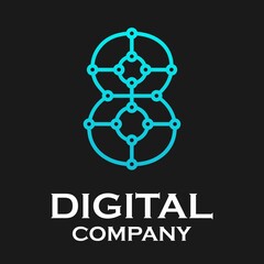 Obraz premium Number 8 digital logo template illustration