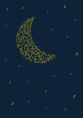 Moon made of musical notes 