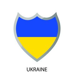 Flat shield flag of Ukraine icon. Simple isolated button. Eps10 vector illustration.