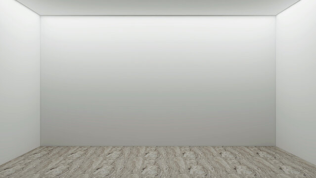 empty white room with wall and marble floor