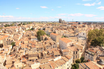 Fototapeta na wymiar Beautiful aerial view over the historic center of Montpellier in southern France and capital of the Herault department