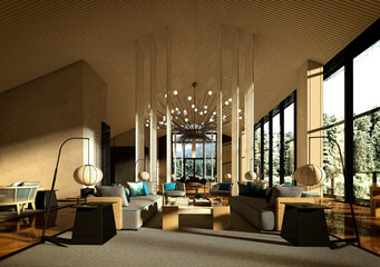 3d render of modern living room