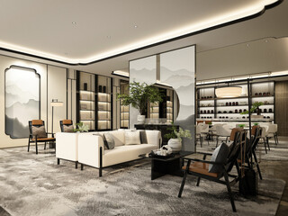 3d render of modern living room