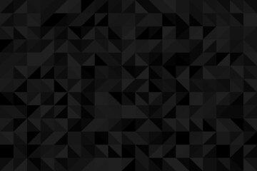 Abstract modern pattern of geometric shapes dark black mosaic backdrop. Triangular vector background.