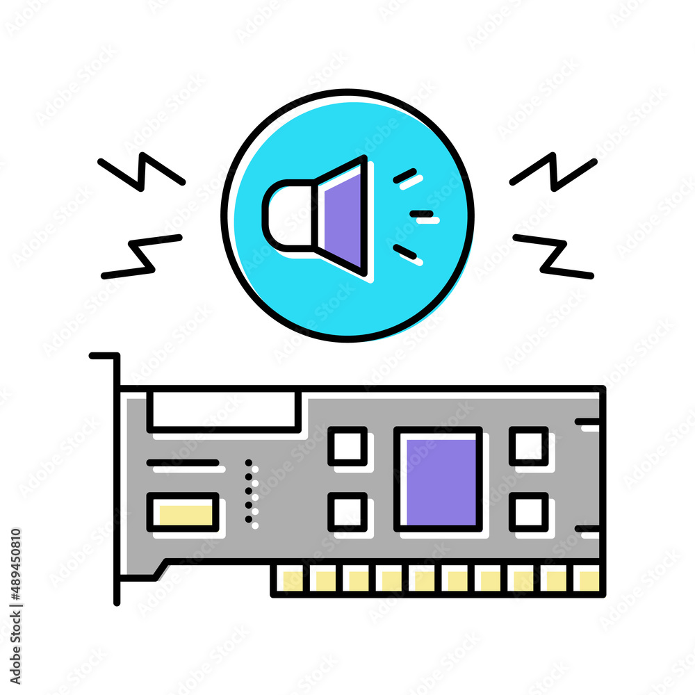 Poster audio card computer component color icon vector illustration