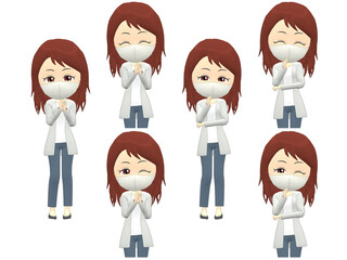 [Fun A] Woman cardigan wavy hair front