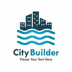City builder logo template illustration-underwater city.