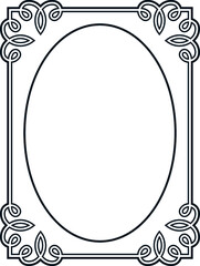 Retro oval photo frame. Vector vintage photographic portrait border 
