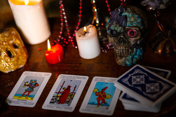 halloween. tarot reading. candles. decorations.