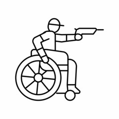 shooting handicapped athlete line icon vector illustration