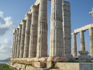 Ruins of the Temple of Poseidon in Cape Sounion outside of Athens, Greece