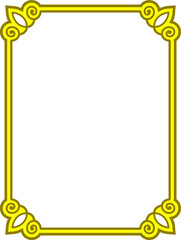 Vector border frame. Golden yellow background or book page. Simple rectangular billboard, poster, card, plaque, signboard, sticker, or label 