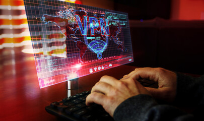 VPN trolling and broadcast on screen 3d illustration