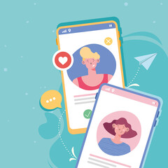 couple texting and chat