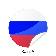 Fototapeta premium Glossy sticker flag of Russia icon. Simple isolated button. Eps10 vector illustration.