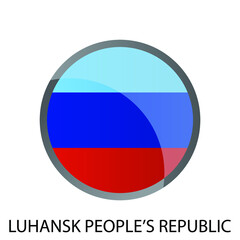 Glossy circle flag of Luhansk people's republic icon. Simple isolated button. Eps10 vector illustration.