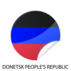 Glossy sticker flag of Donetsk people's republic icon. Simple isolated button. Eps10 vector illustration.