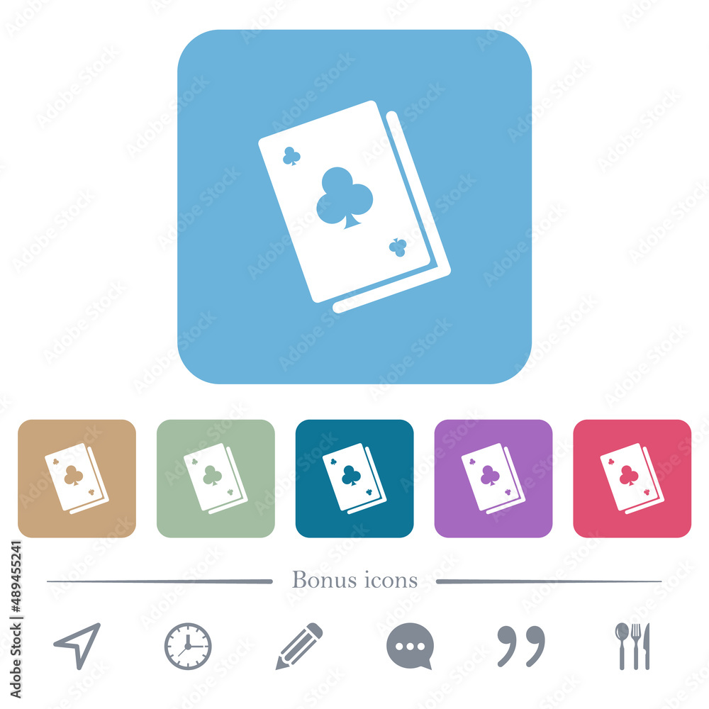 Poster card game solid flat icons on color rounded square backgrounds