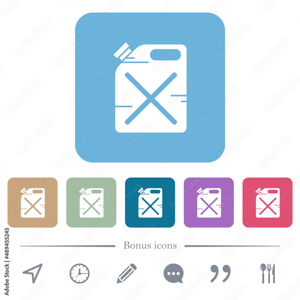 Poster gas can solid flat icons on color rounded square backgrounds