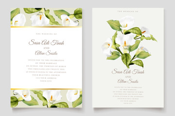 watercolor floral lily wedding invitation card set