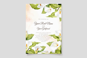 watercolor floral lily wedding invitation card set