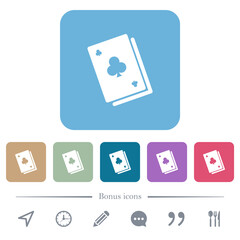 Card game solid flat icons on color rounded square backgrounds