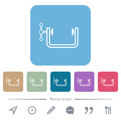 Vice clamp outline flat icons on color rounded square backgrounds