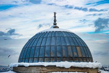 Fototapeta na wymiar the dome and winter view in Istanbul.