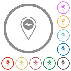 GPS location service flat icons with outlines