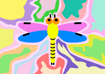 幾何学的なトンボ模様　抽象画