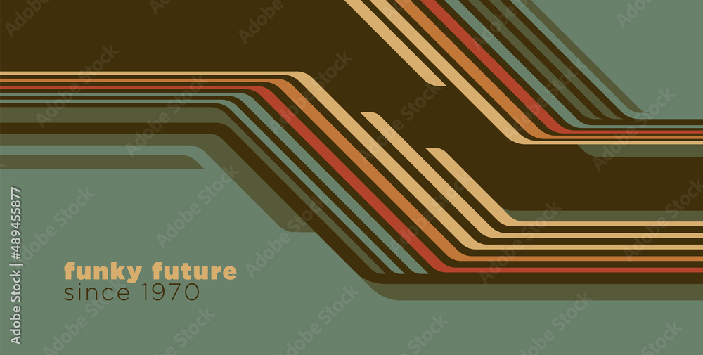 Poster abstract 1970's background design in futuristic retro style with lines. vector illustration.