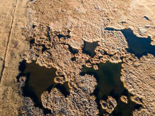 Aerial Autumn view of Dragoman marsh, Bulgaria