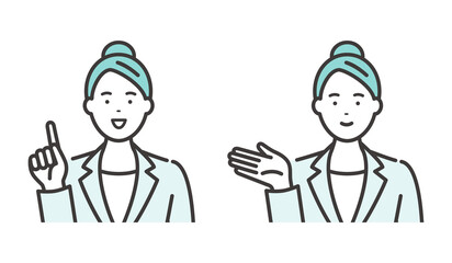 スーツを着た若いビジネスウーマンのポーズセット