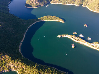 Aerial view of Vacha (Antonivanovtsi) Reservoir, Bulgaria