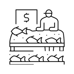 market seafood line icon vector illustration