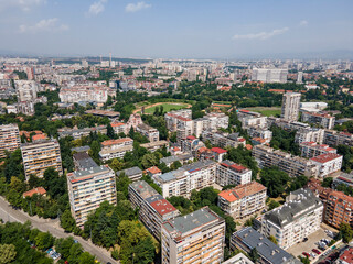 Fototapeta premium Aerial view of South Park in city of Sofia, Bulgaria
