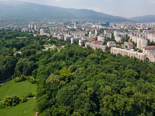 Aerial view of South Park in city of Sofia, Bulgaria