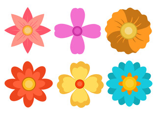 Set of Colorful flowers illustration