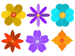 Set of Colorful flowers illustration