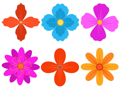 Set of Colorful flowers illustration